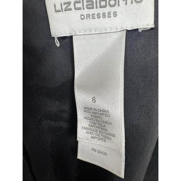 Liz Claiborne Black Tiered Ruffle Lace Dress 8 Soft Romantic Coquette Girl Prep - Picture 7 of 10